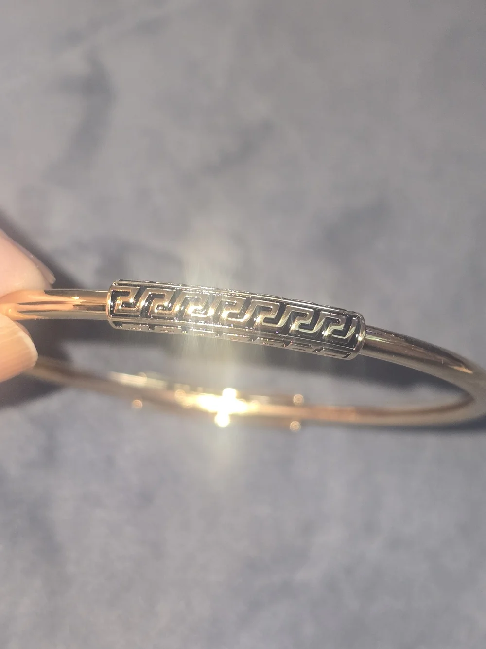 22kgp Dubai Gold Greek Key Bangle Bracelet - Women Jewelry